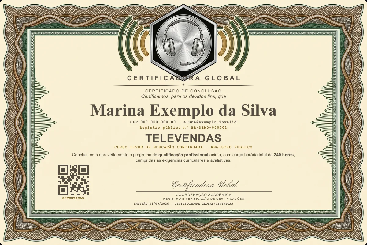 Capa do curso Televendas