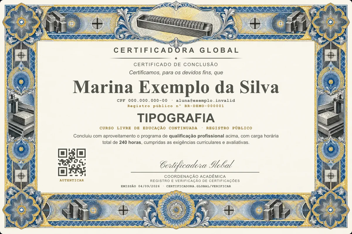 Capa do curso Tipografia
