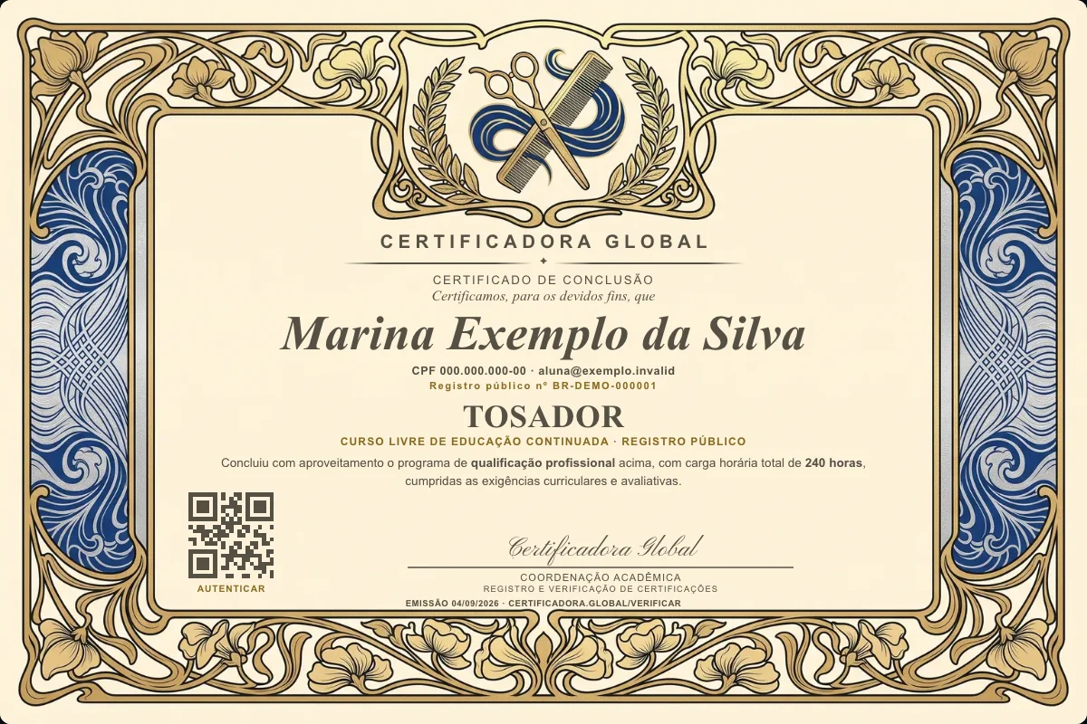 Capa do curso Tosador