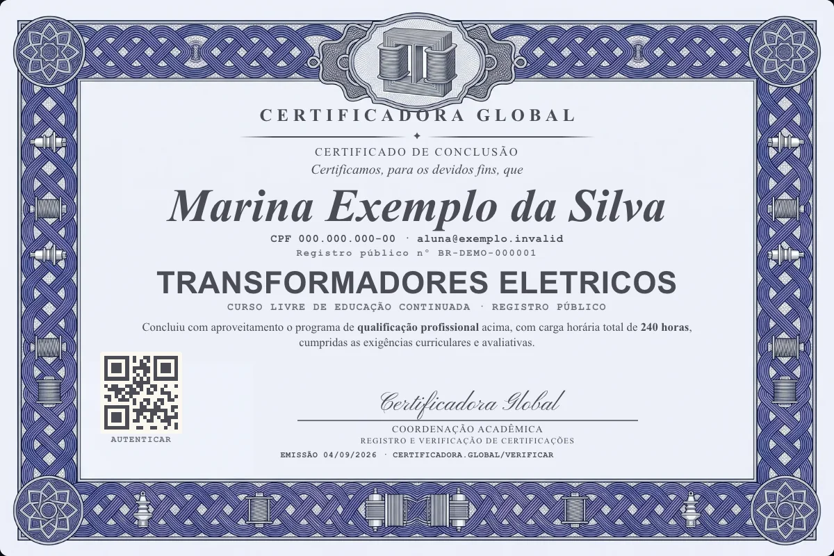 Capa do curso Transformadores Eletricos
