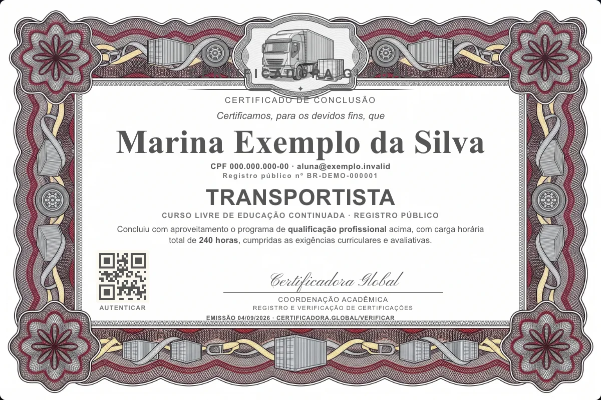 Capa do curso Transportista