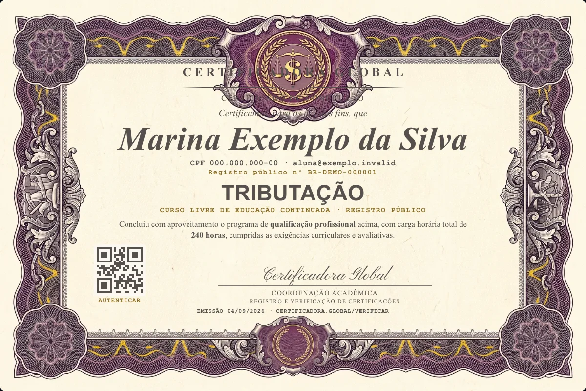 Capa do curso Tributação