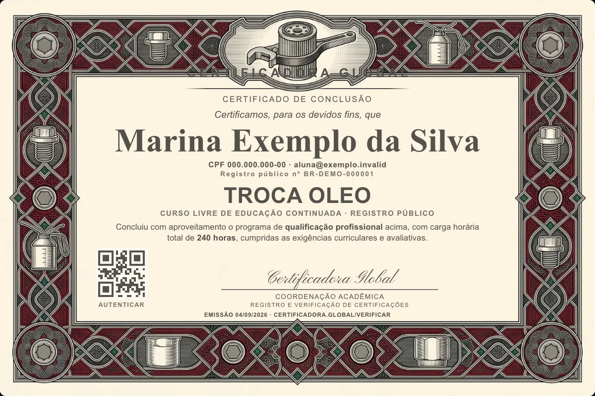 Capa do curso Troca Oleo