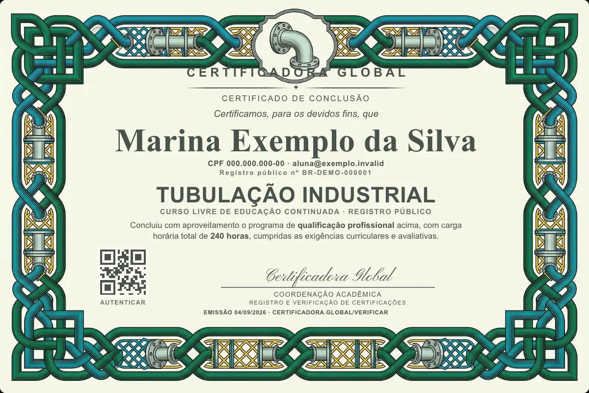 Capa do curso Tubulação Industrial