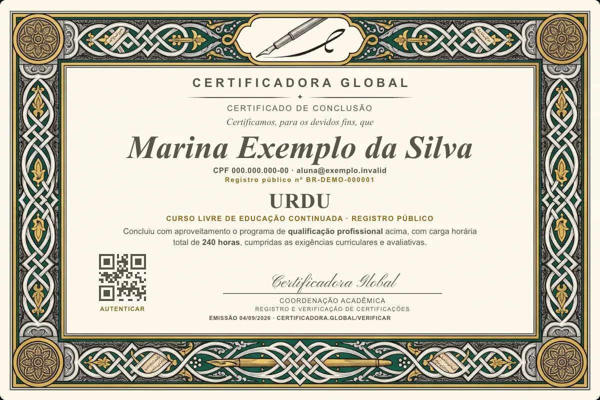 Capa do curso Urdu