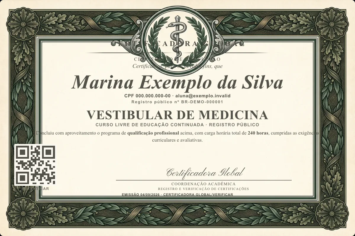 Capa do curso Vestibular de Medicina