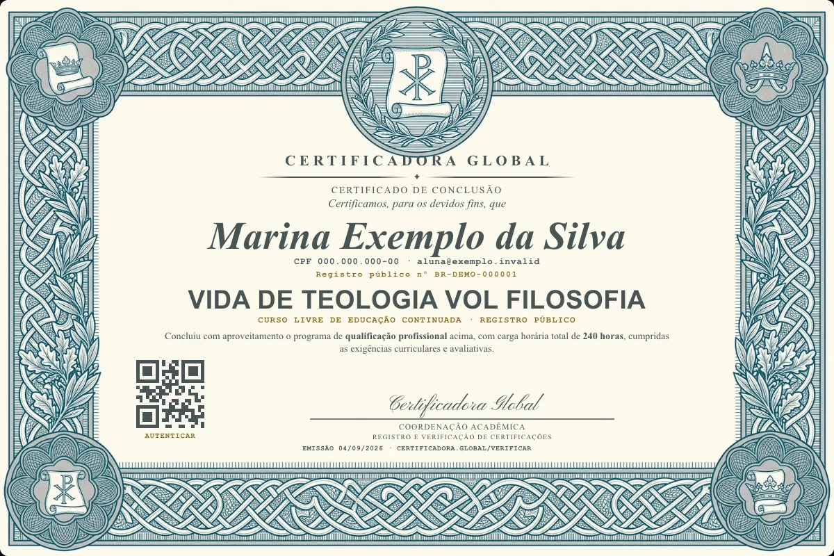 Capa do curso Vida de Teologia Vol Filosofia
