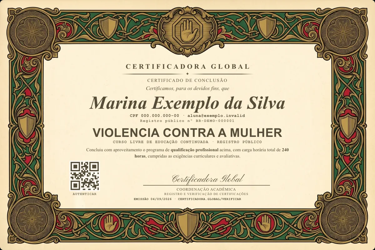 Capa do curso Violencia Contra a Mulher