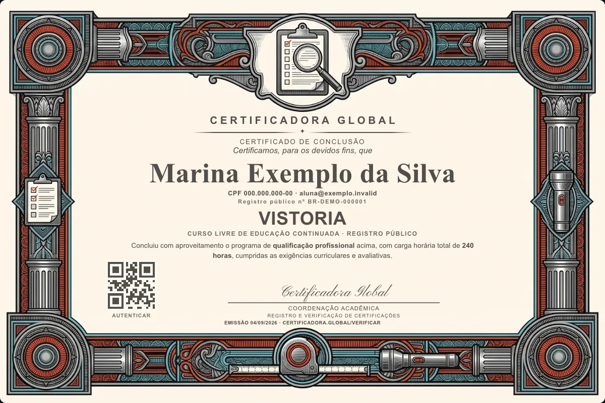 Capa do curso Vistoria