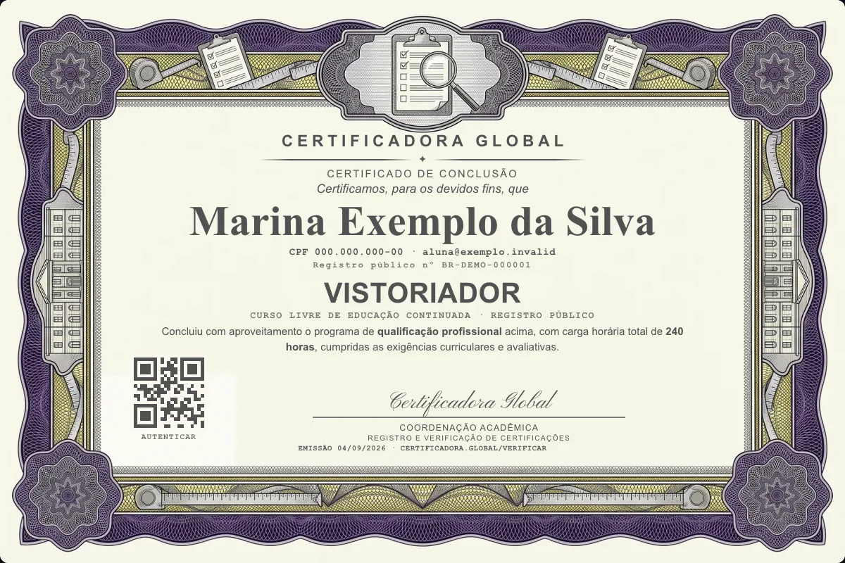 Capa do curso Vistoriador