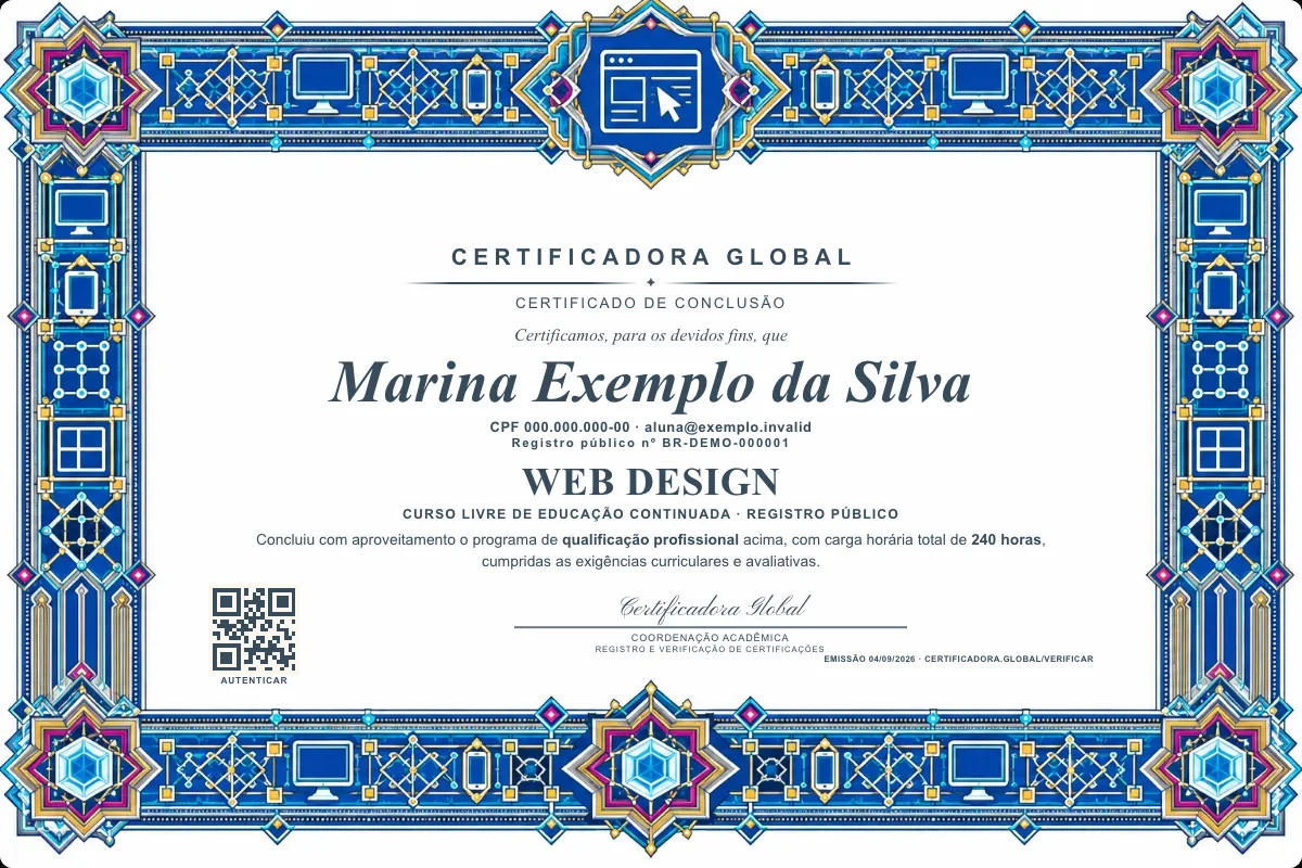 Capa do curso Web Design