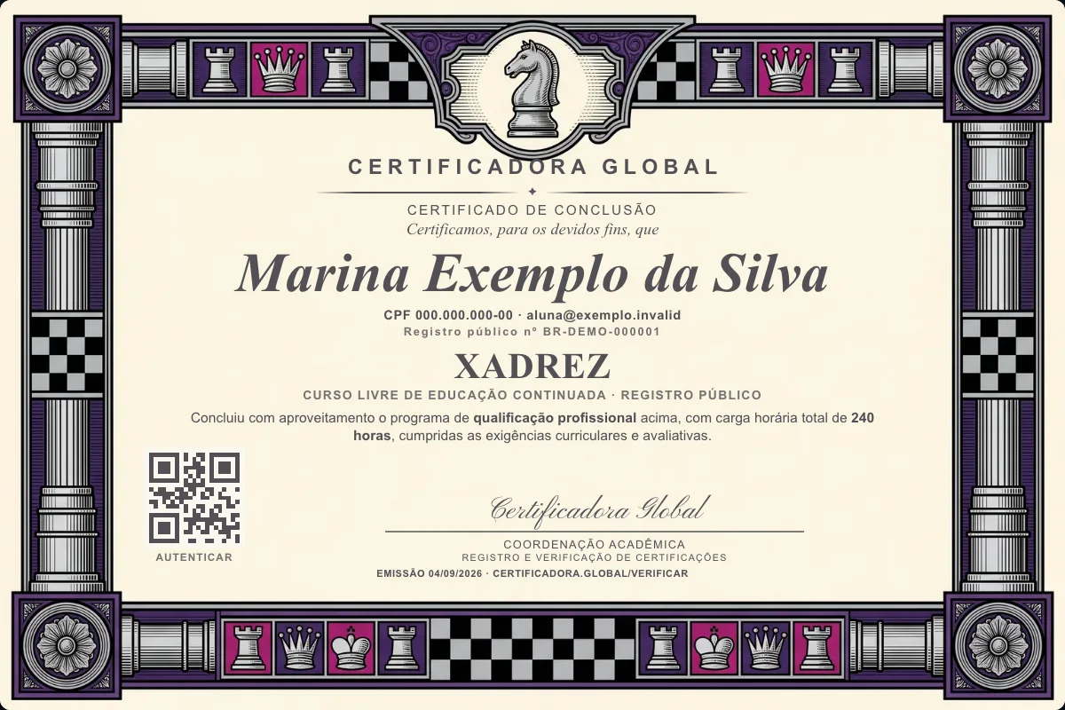 Capa do curso Xadrez