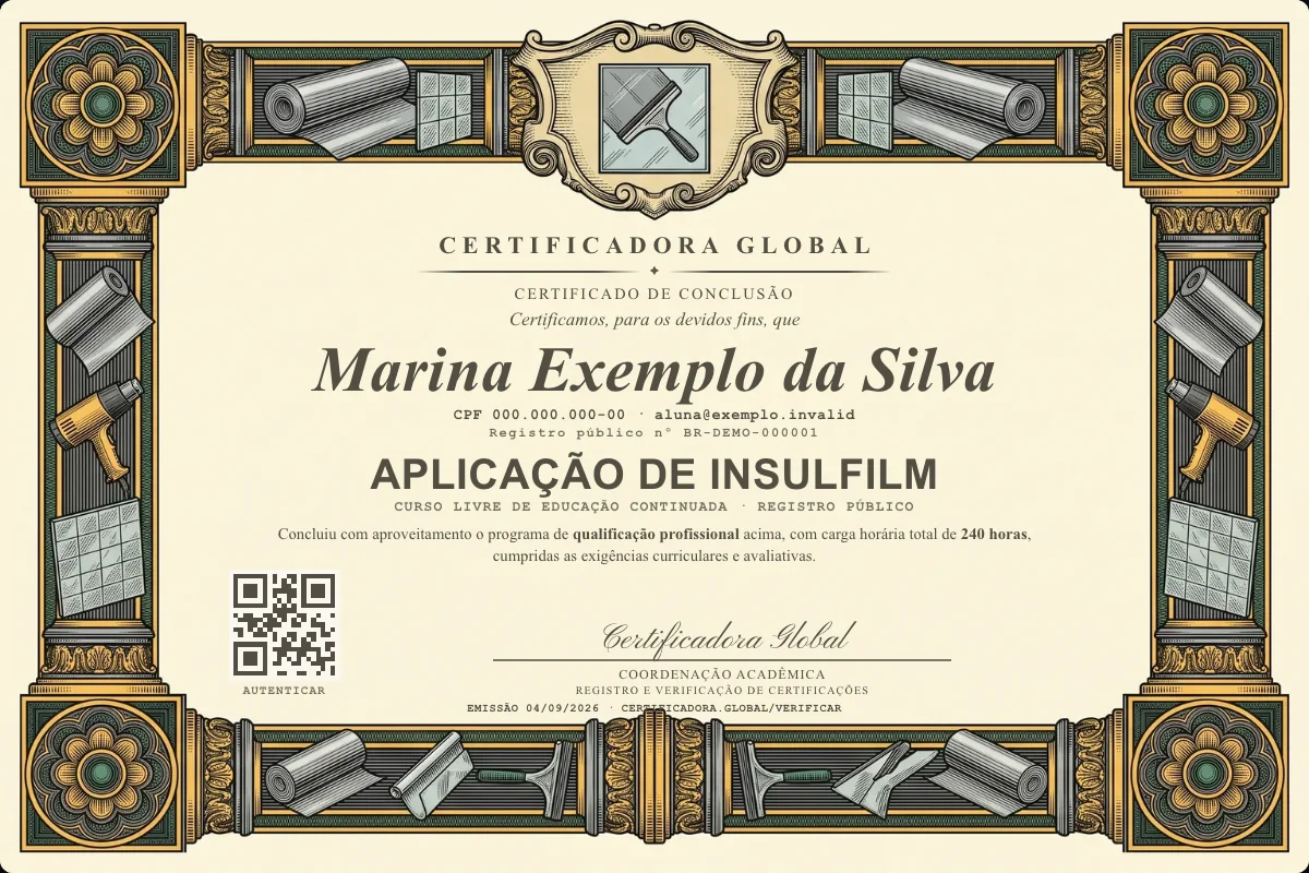 Capa do curso Aplicação de Insulfilm