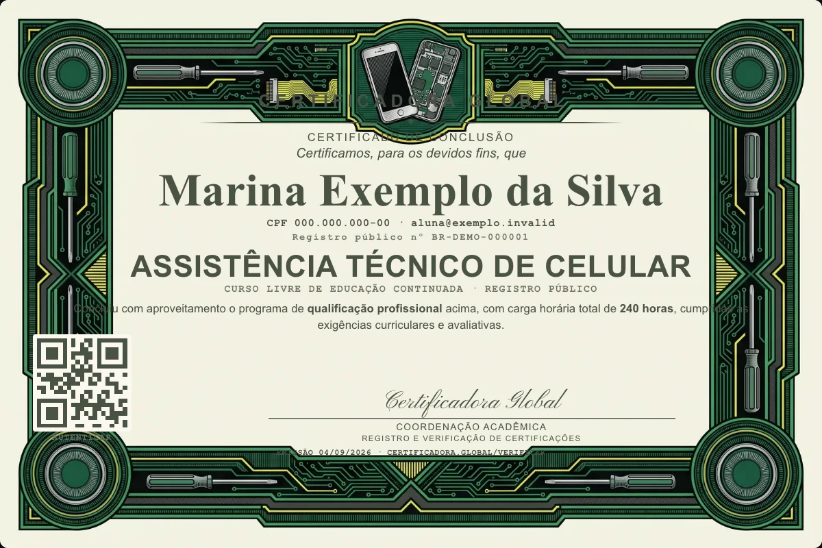 Capa do curso Assistência Técnico de Celular