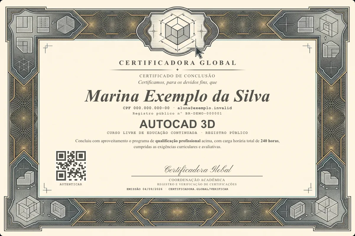 Capa do curso Autocad 3D