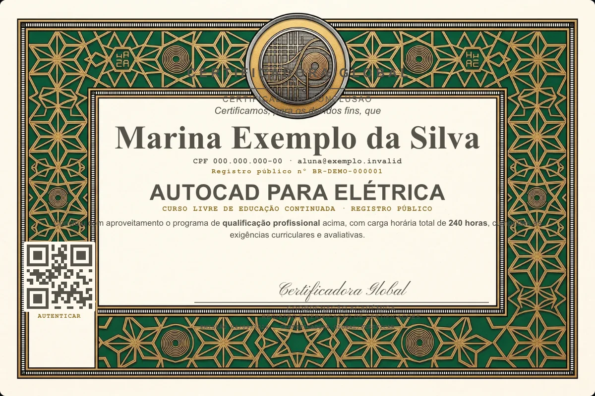 Capa do curso Autocad para Elétrica