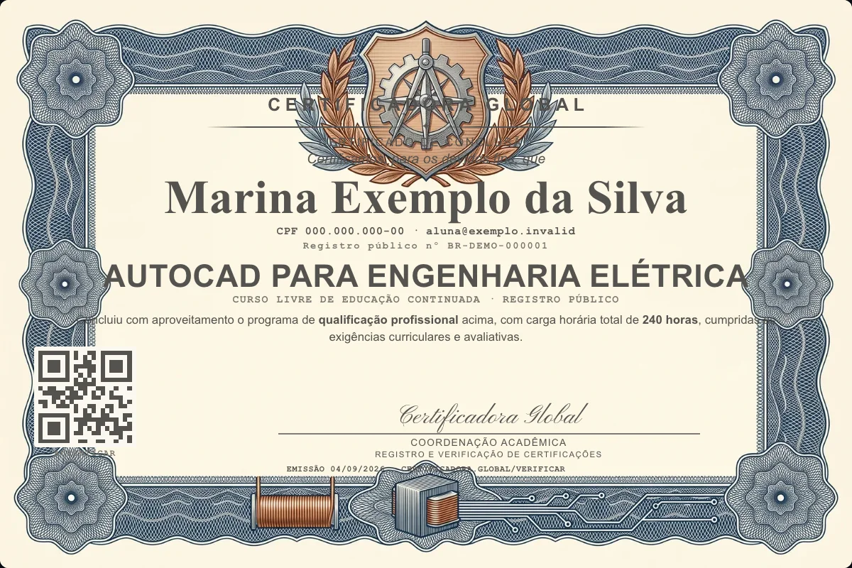 Capa do curso Autocad para Engenharia Elétrica