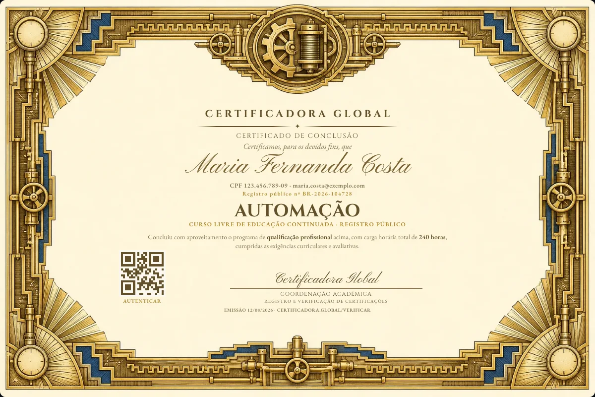 Capa do curso Automação