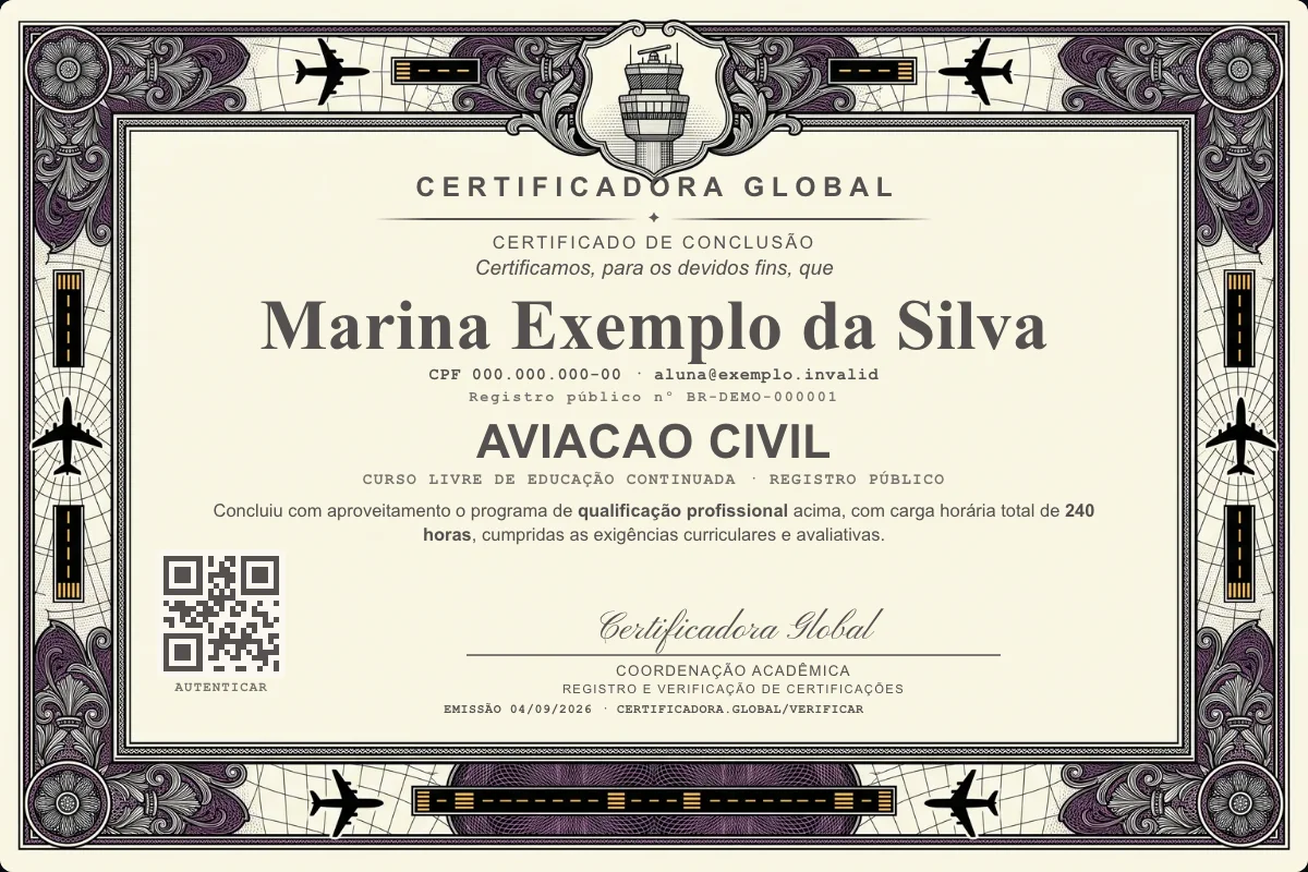 Capa do curso Aviacao Civil