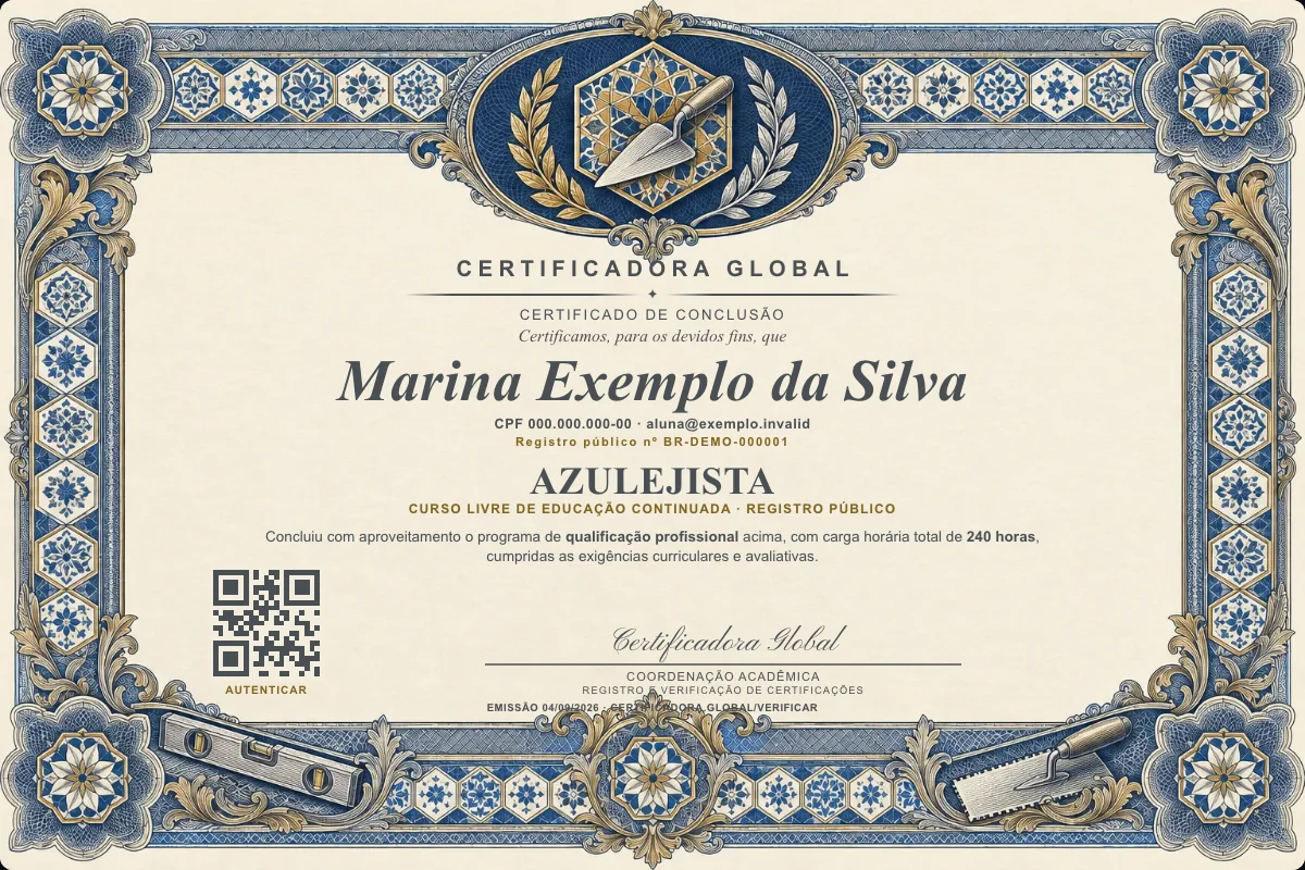 Capa do curso Azulejista