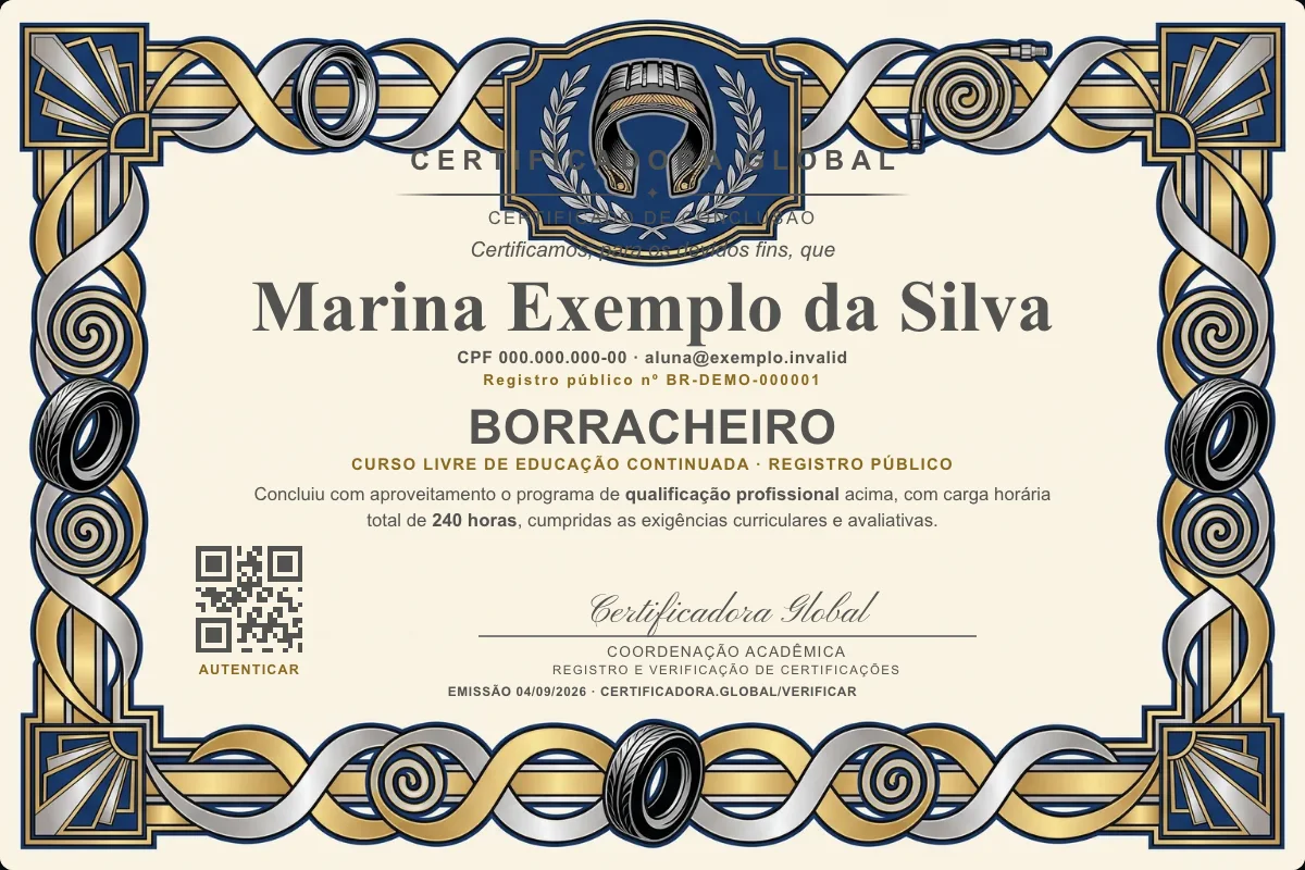 Capa do curso Borracheiro
