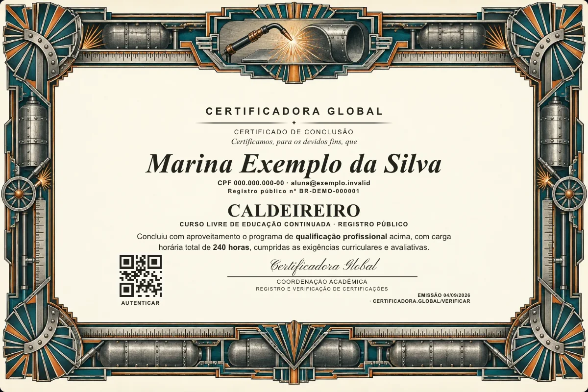 Capa do curso Caldeireiro
