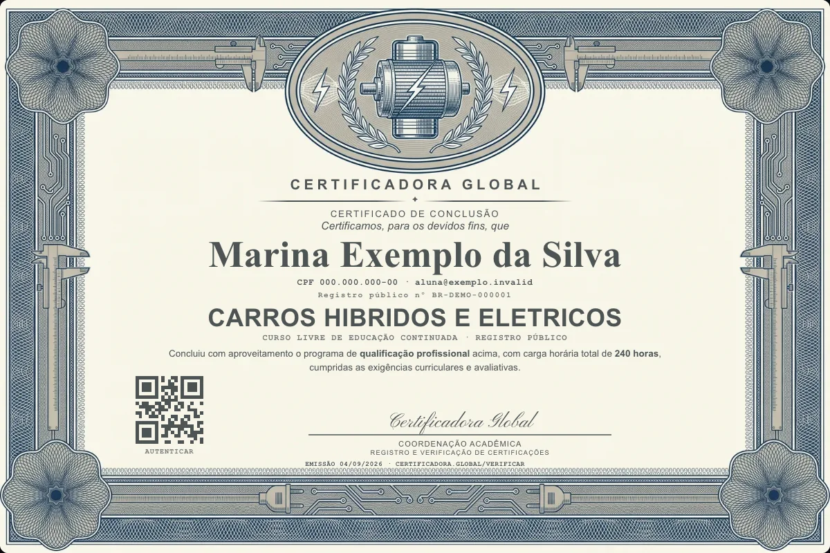 Capa do curso Carros Hibridos e Eletricos