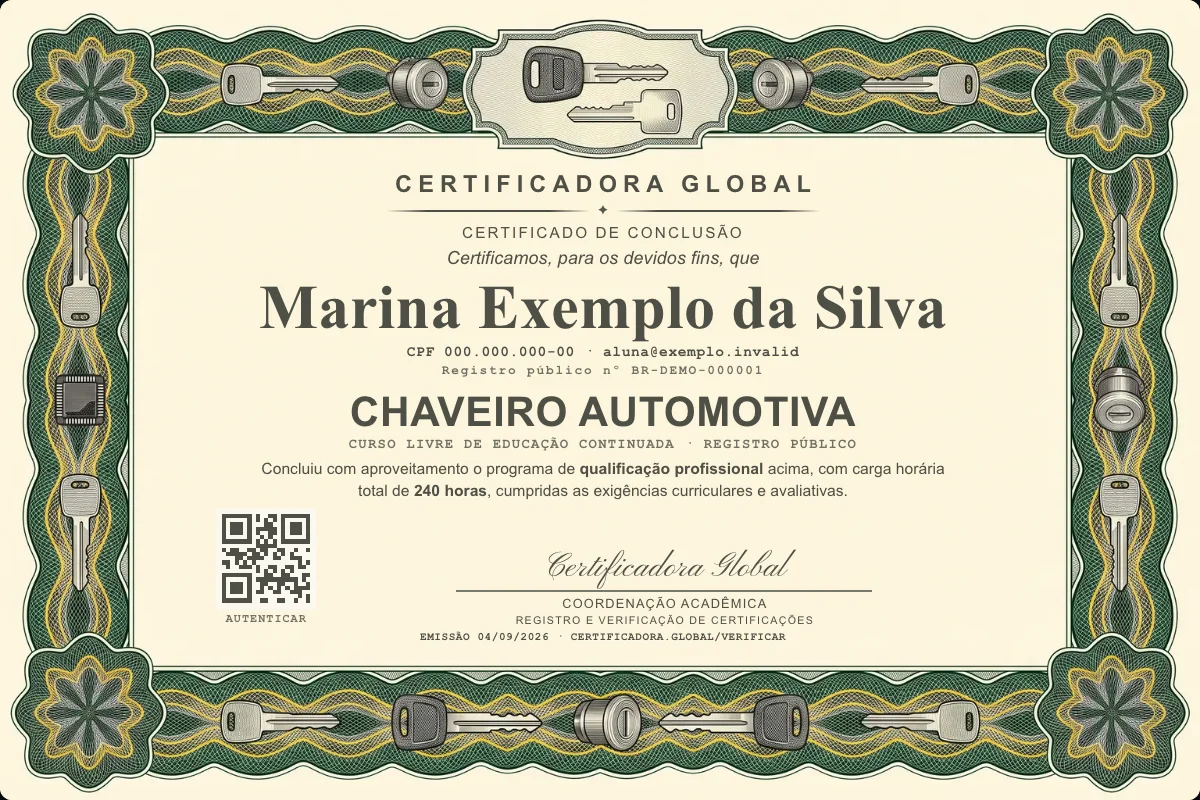Capa do curso Chaveiro Automotiva