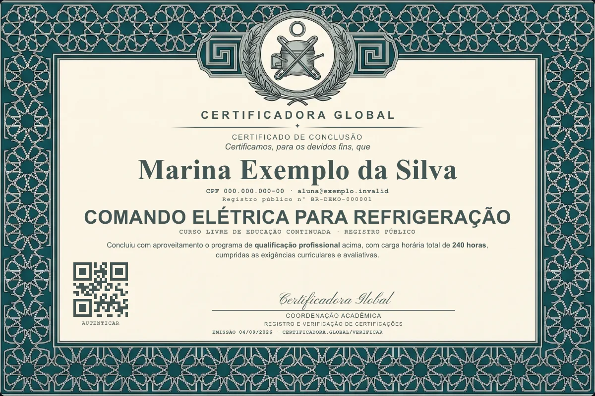 Capa do curso Comando Elétrica para Refrigeração