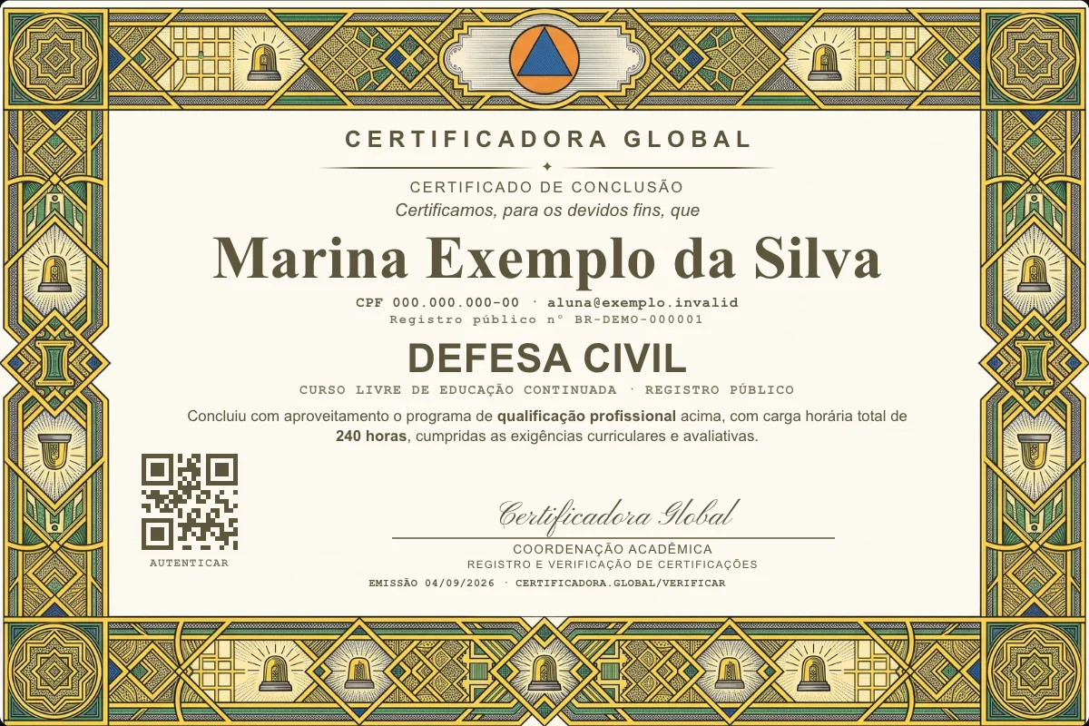 Capa do curso Defesa Civil