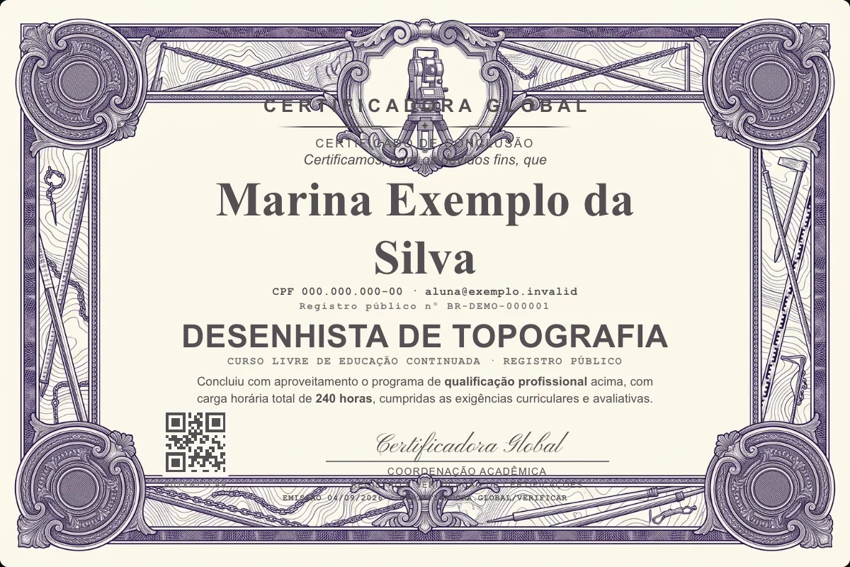 Capa do curso Desenhista de Topografia