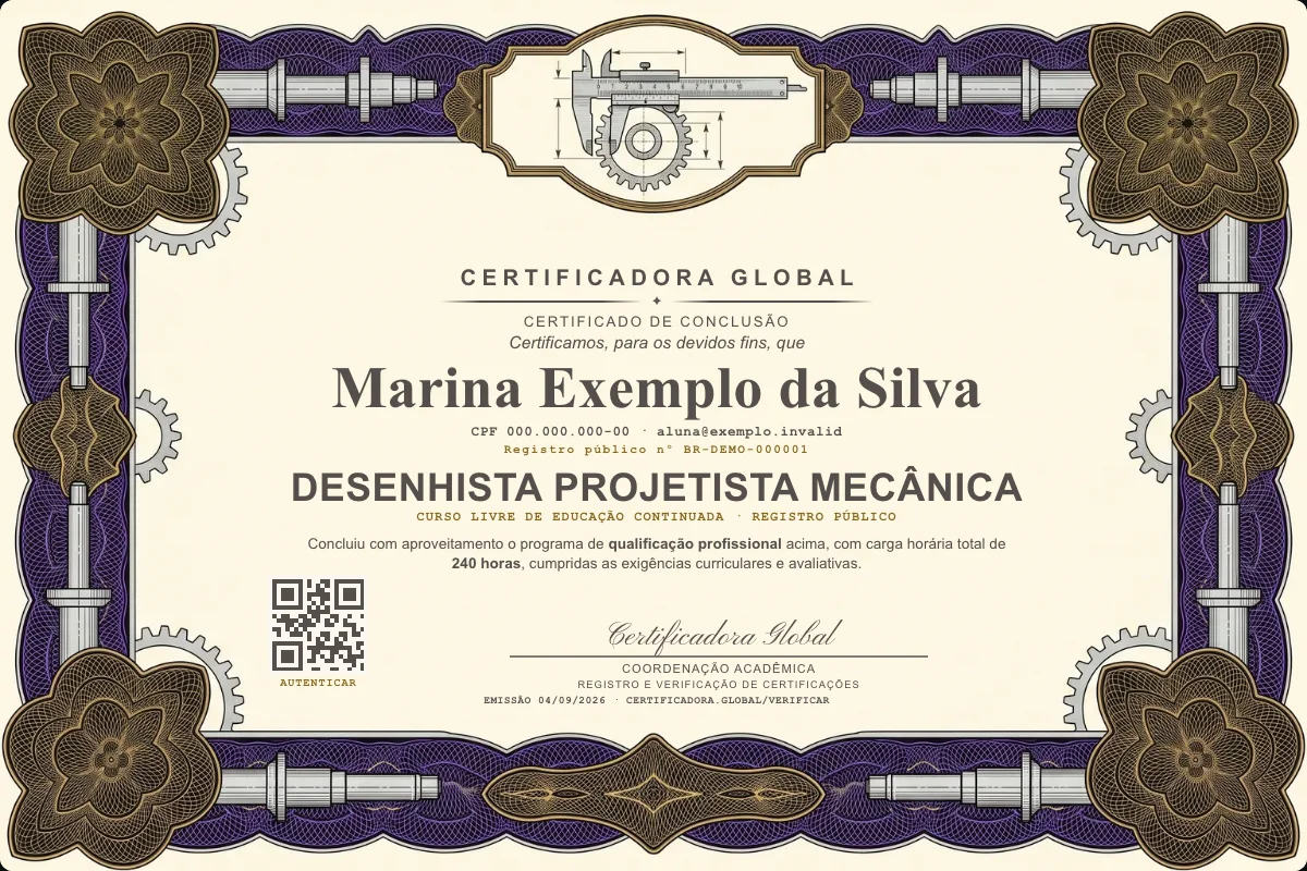 Capa do curso Desenhista Projetista Mecânica