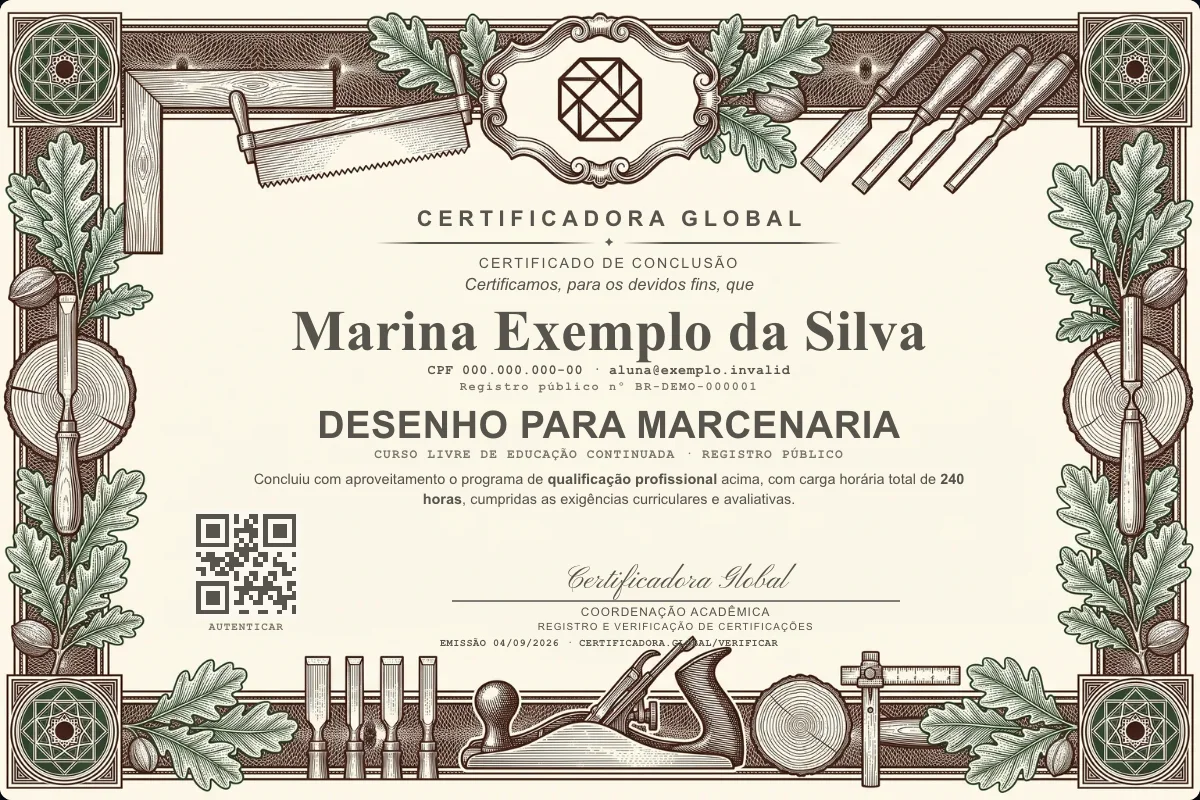 Capa do curso Desenho para Marcenaria