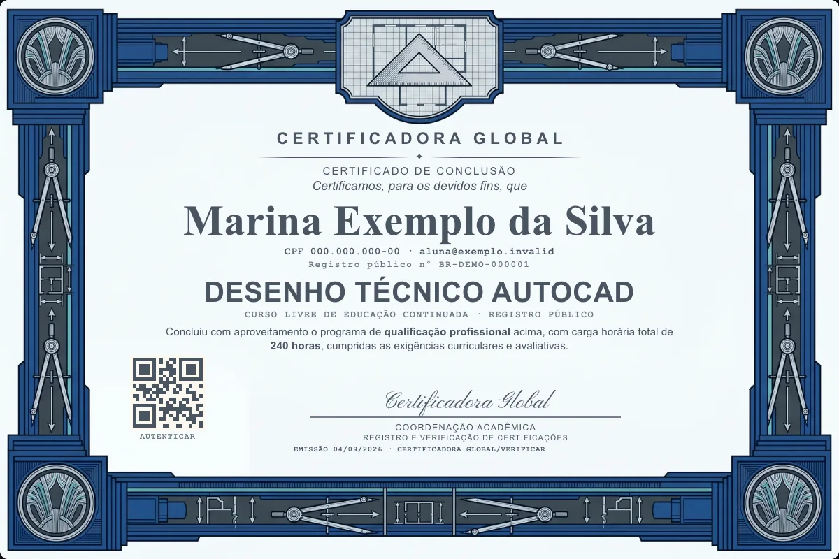 Capa do curso Desenho Técnico Autocad