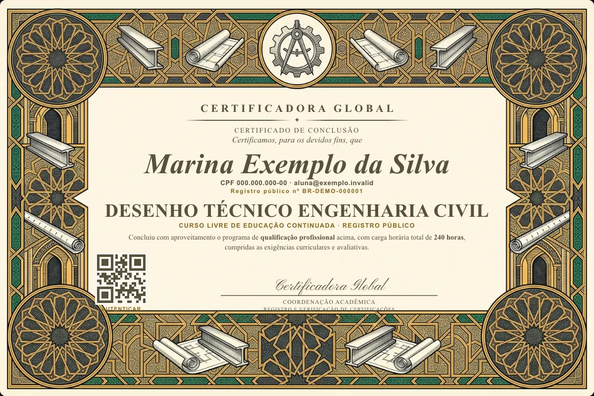 Capa do curso Desenho Técnico Engenharia Civil