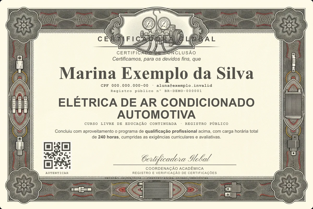 Capa do curso Elétrica de Ar Condicionado Automotiva