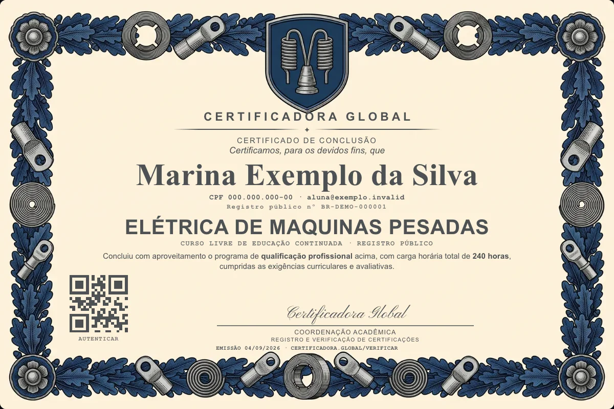 Capa do curso Elétrica de Maquinas Pesadas