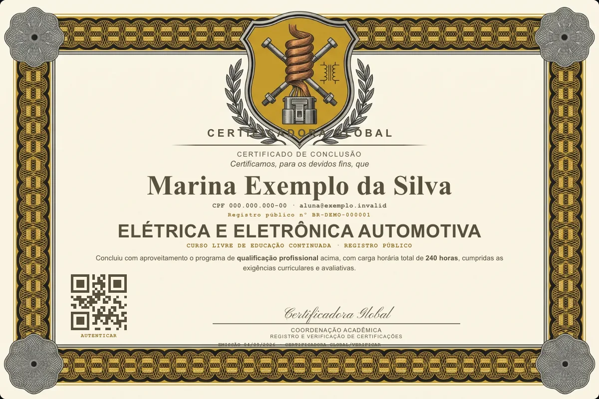Capa do curso Elétrica e Eletrônica Automotiva