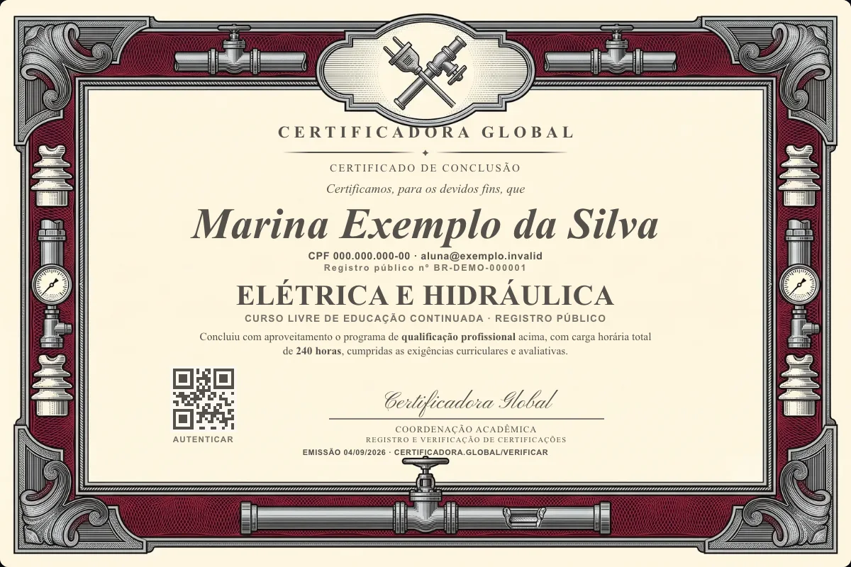 Capa do curso Elétrica e Hidráulica