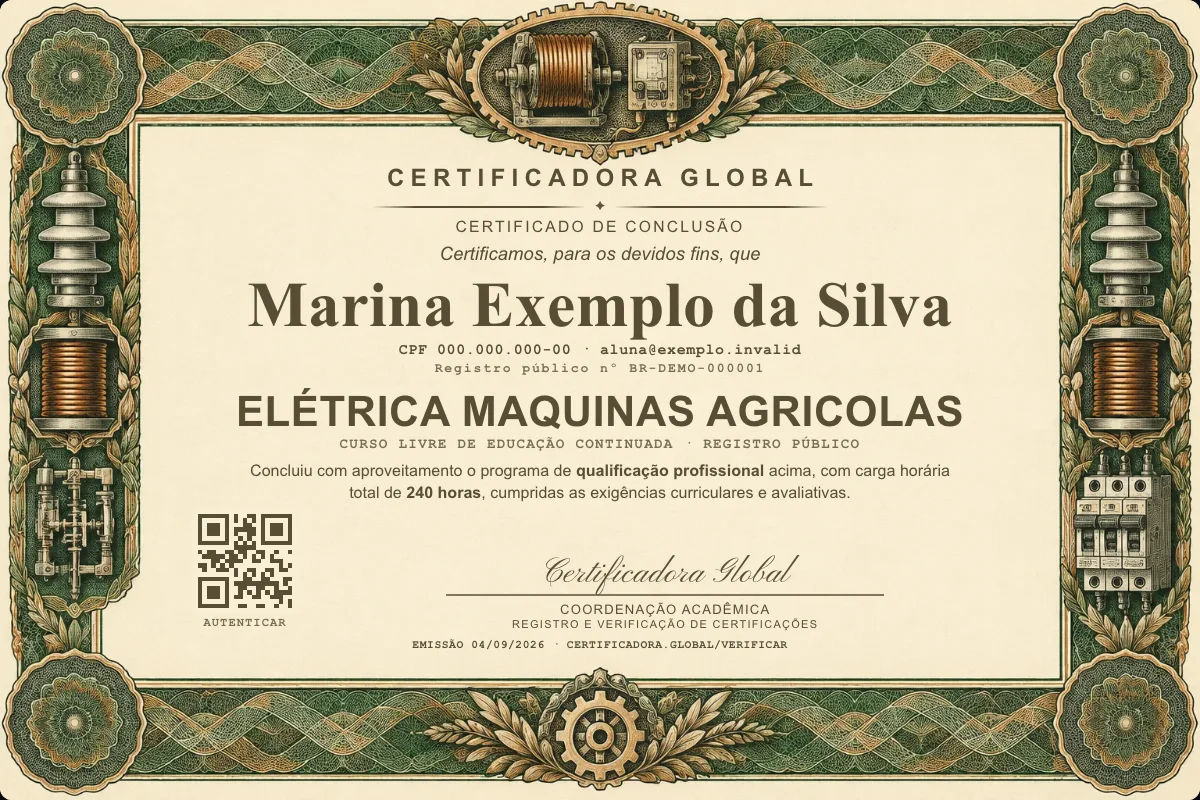 Capa do curso Elétrica Maquinas Agricolas