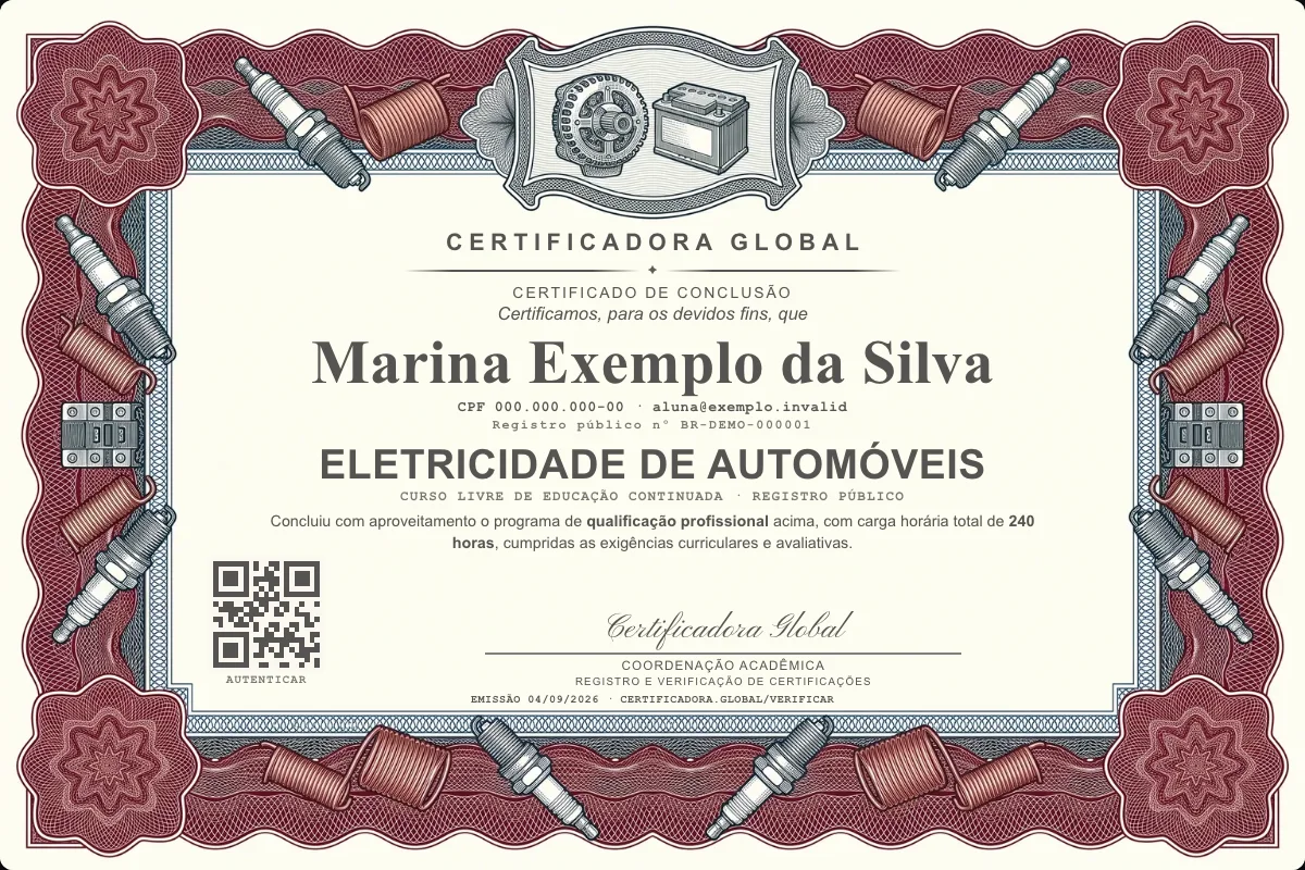 Capa do curso Eletricidade de Automóveis