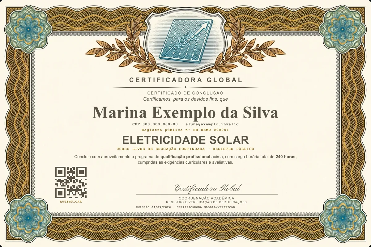 Capa do curso Eletricidade Solar