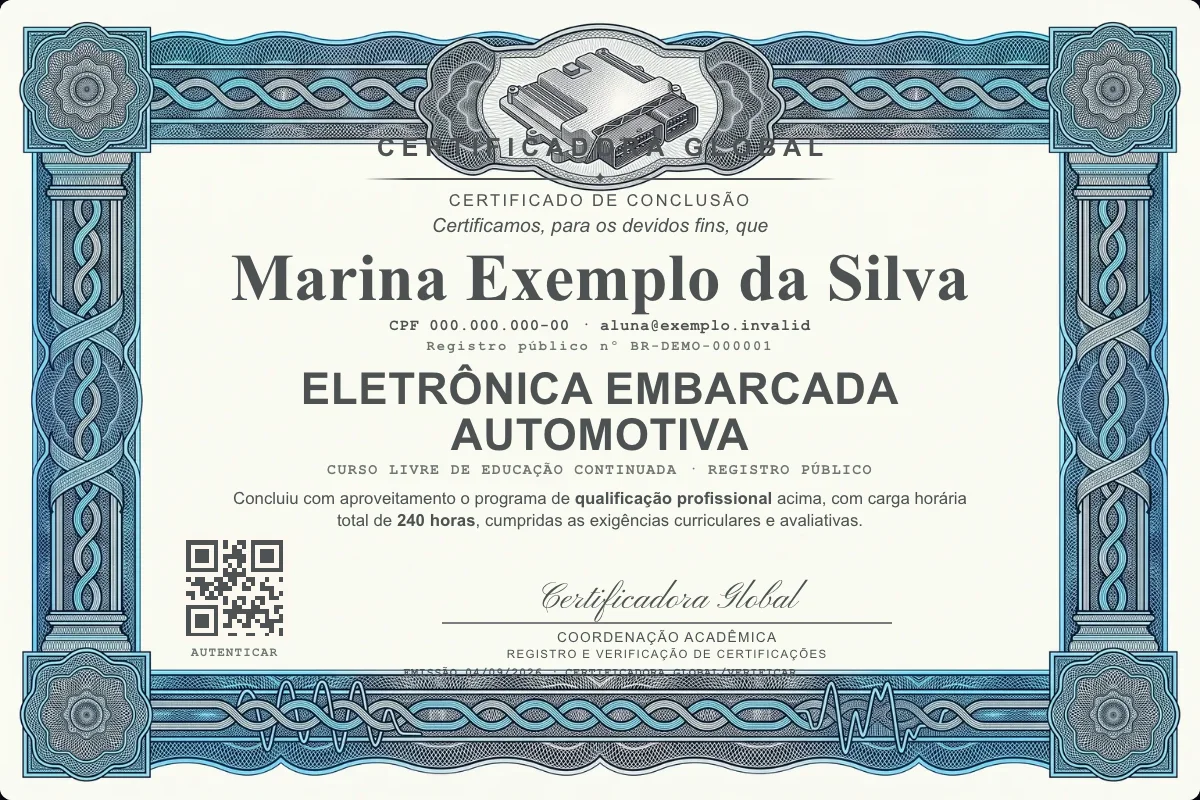 Capa do curso Eletrônica Embarcada Automotiva