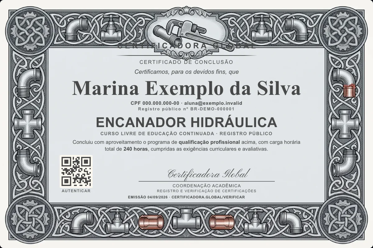 Capa do curso Encanador Hidráulica