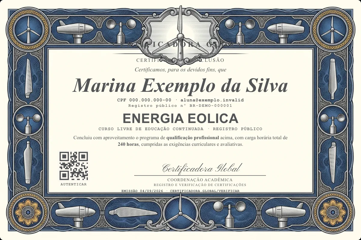 Capa do curso Energia Eolica