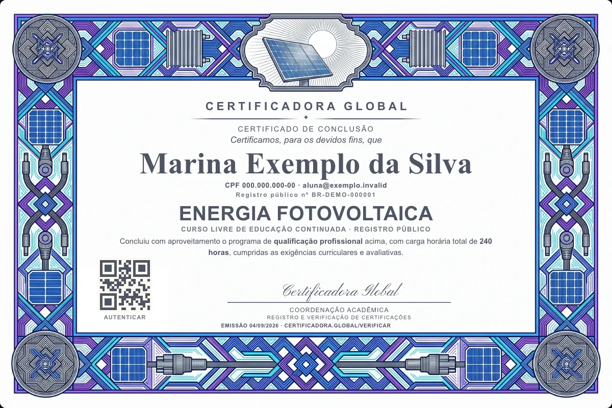 Capa do curso Energia Fotovoltaica