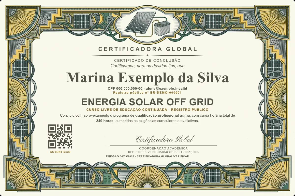 Capa do curso Energia Solar Off Grid