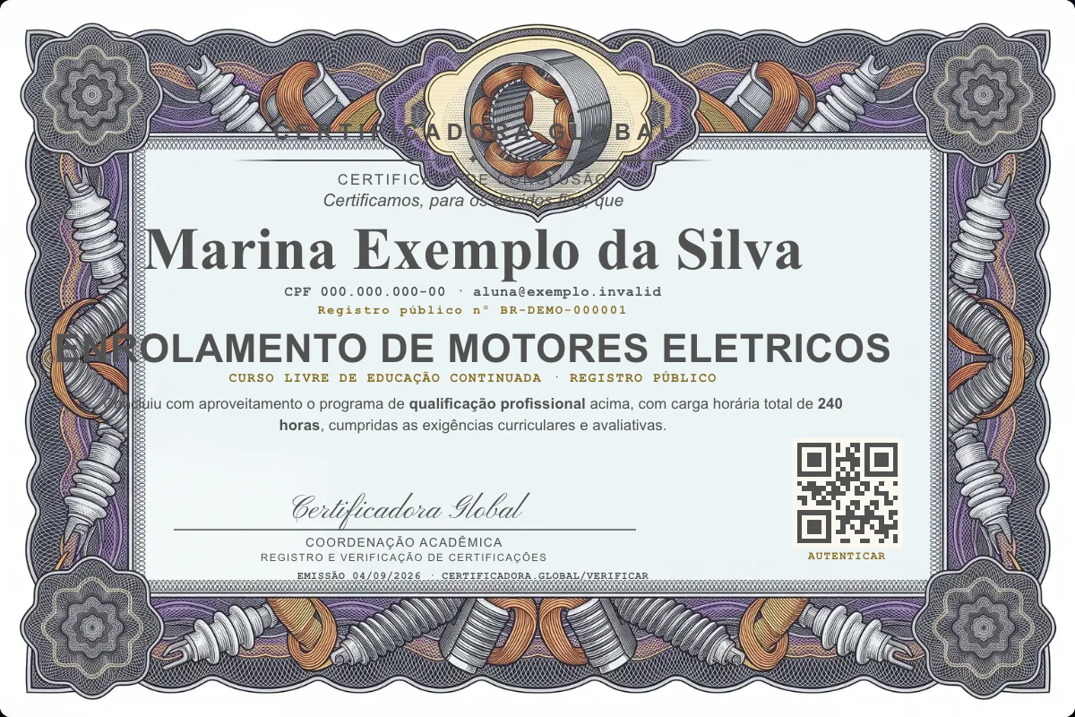 Capa do curso Enrolamento de Motores Eletricos