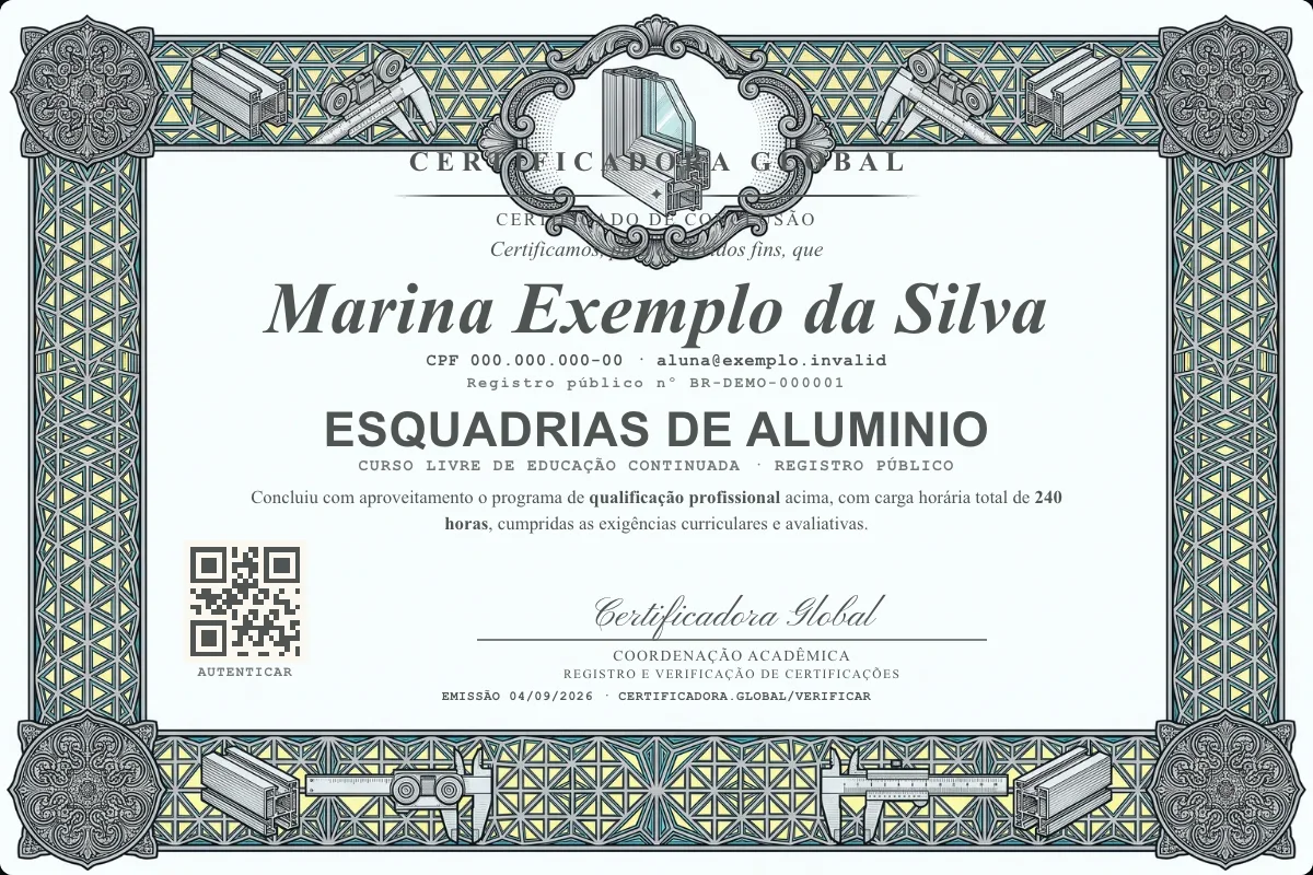 Capa do curso Esquadrias de Aluminio