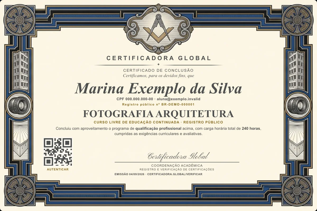 Capa do curso Fotografia Arquitetura